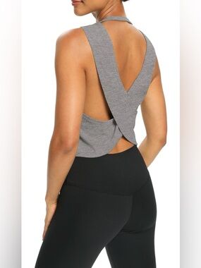 NWT BESTISUN Open Back Cropped Ribbed Yoga Tank Top size Med